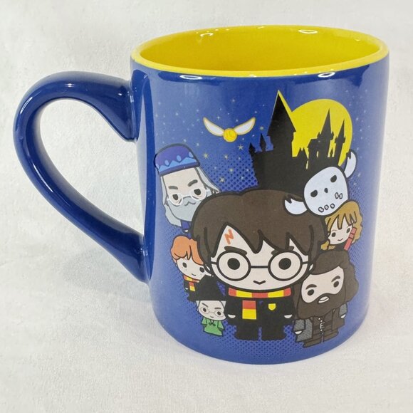 Harry Potter Coffee Mug Ceramic Blue Yellow Anime Cartoon Chibi Warner Bros 14oz - Picture 1 of 4